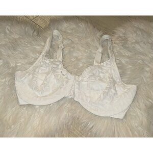 Olga 35519 Sheer Leaves Lace Minimizer Bra Unpadded Underwire Womens 36DD White